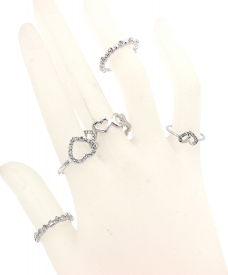 5Pcs  Rhinestone Ring Set  RZ300127 SILVERCL